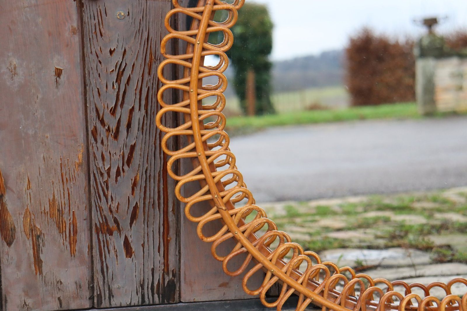 Italian Rattan Wall Mirror By Franco Albini, 1960 photo Home Decor