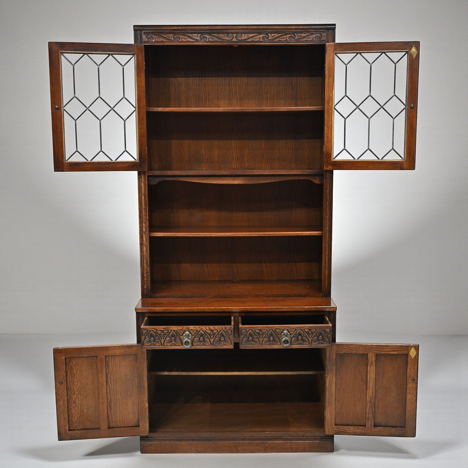 Old Charm Wall Unit Bookcase Display Drawers Tudor Brown Free Delivery*