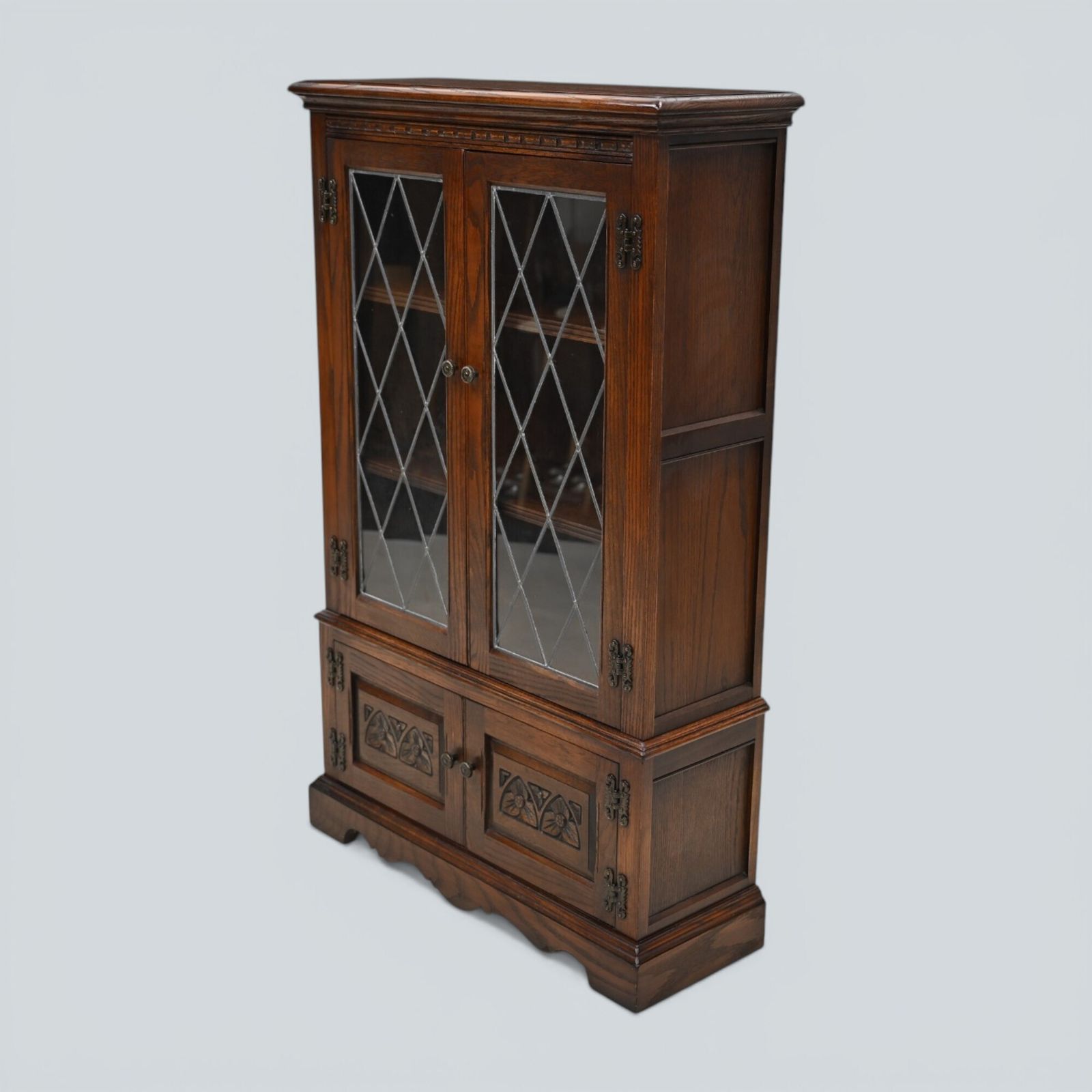 Old Charm Glazed Bookcase Shelves Tudor Brown Free Uk Delivery photo for sale