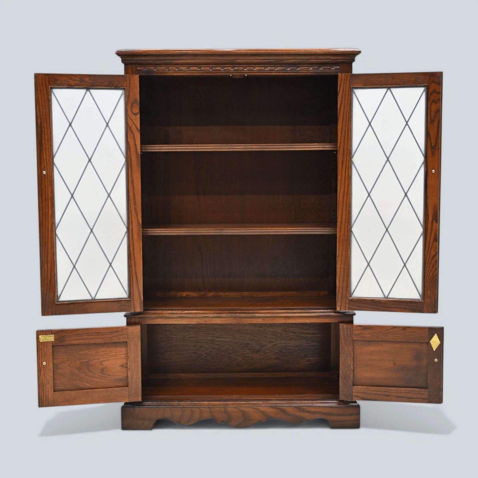 Furniture Old Charm Glazed Bookcase Shelves Tudor Brown Free Uk Delivery photo