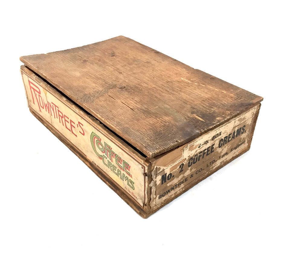 Antique Advertising   Rowntree's Coffee Creams Wooden Shop Counter Display Box photo 129.0