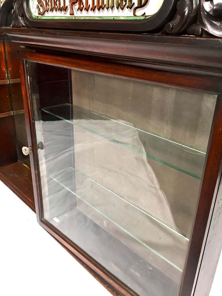 1499.0 Antique Wooden & Glazed Large Apothecary Chemists Shop Dispensing Cabinet C.1910 photo