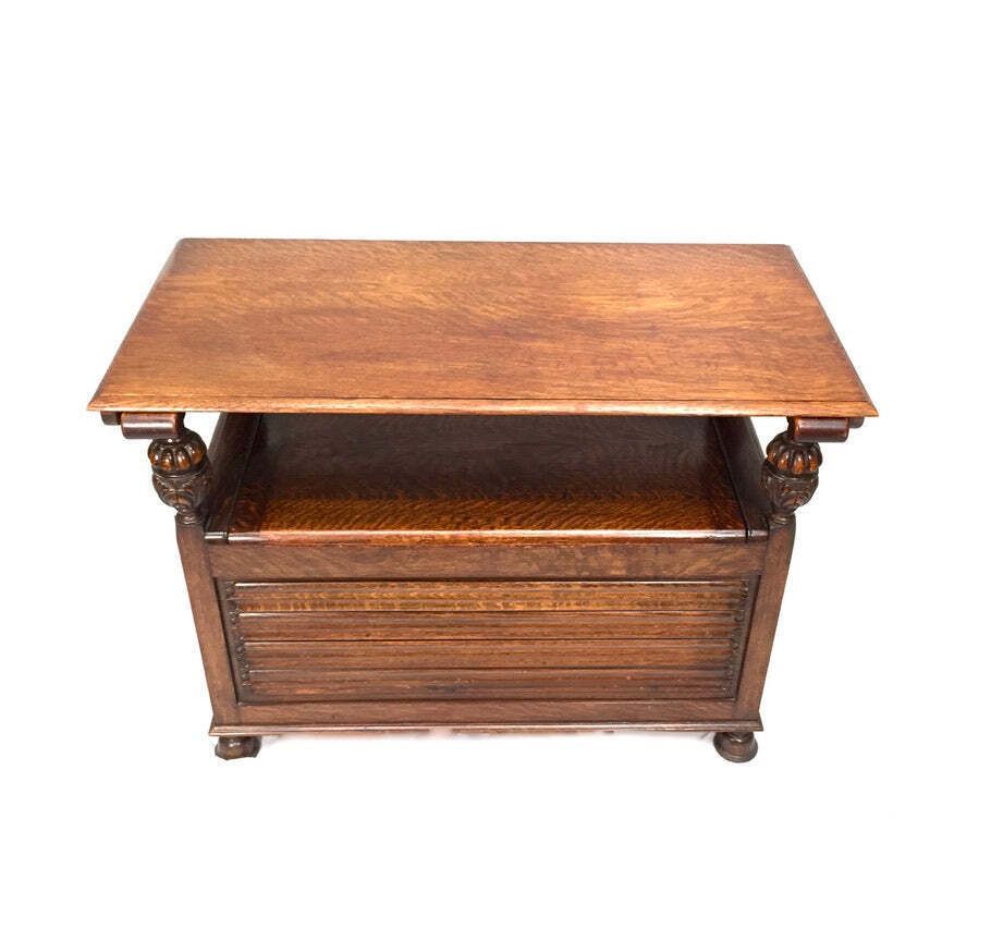 Antique Early 20th Century Oak Entrance Hall Monks Bench / Storage Seat photo buy
