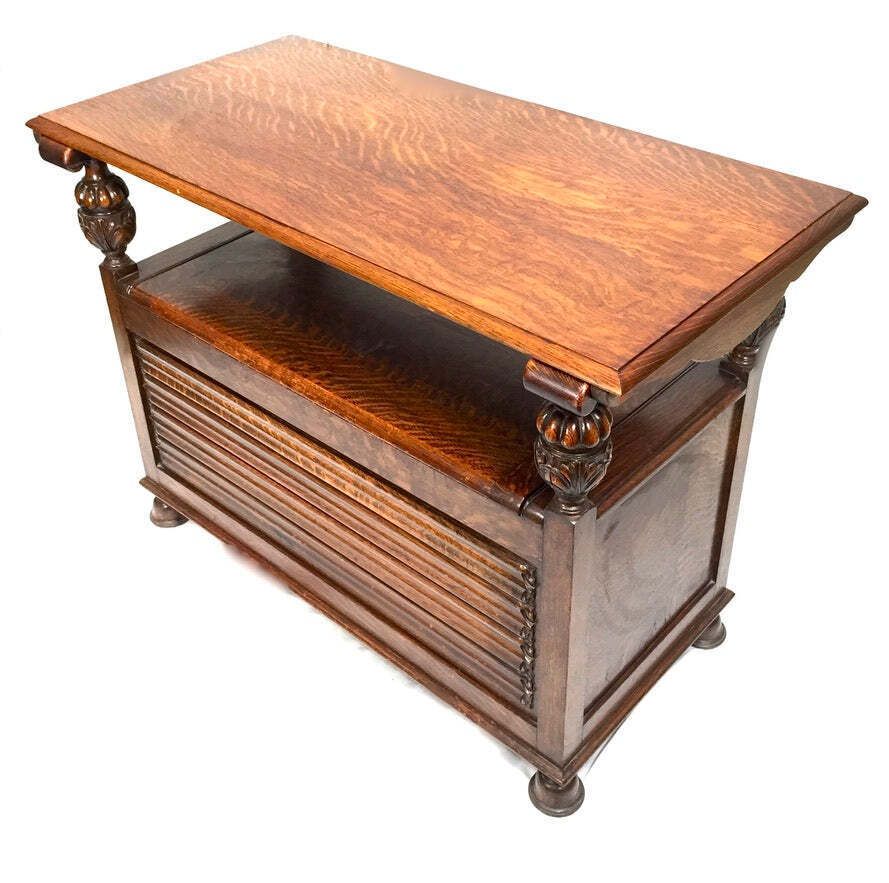 Furniture Antique Early 20th Century Oak Entrance Hall Monks Bench / Storage Seat photo
