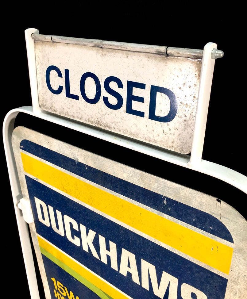 Antique Advertising   Vintage Duckhams Double Sided Garage Forecourt Swing Sign photo Home Decor