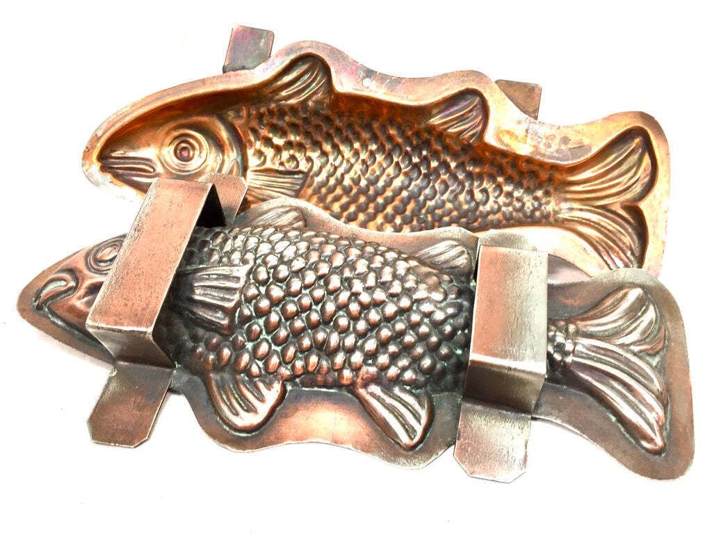 Antique Kitchenalia   French Copper Fish Chocolate Mould By Letang Fils C.1900 photo 85.0