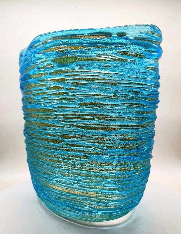 Mid Century Stunning Vase In Hand Worked Murano Glass By Sergio Costantini With The Rare Original Certificate. Made In Murano, Italy. photo buy