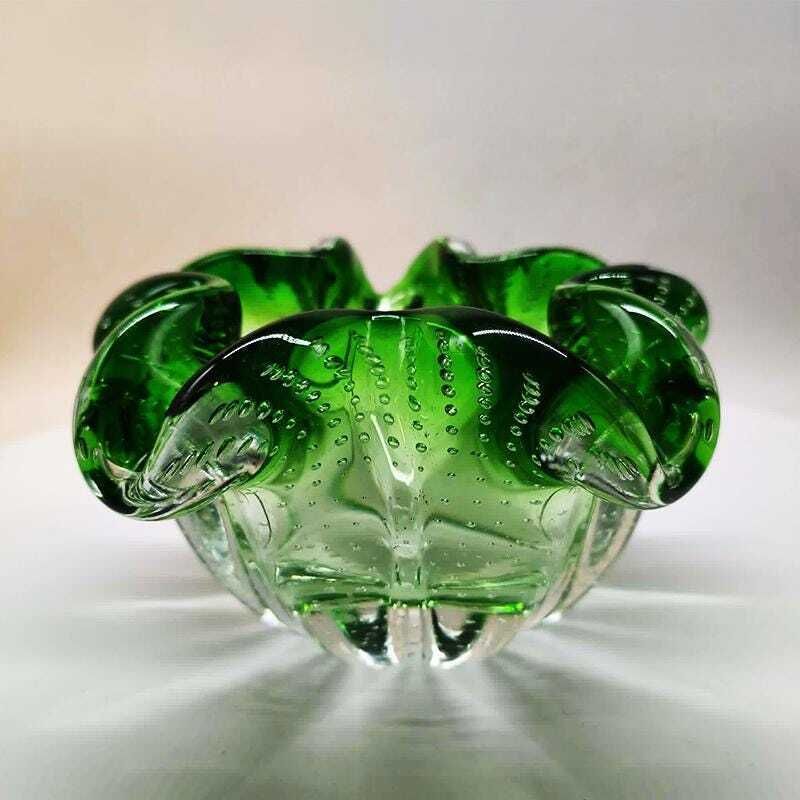 Grand cendrier ou vide-poche en verre de Murano à bulle d'air, années 1950, Italie. photo furniture