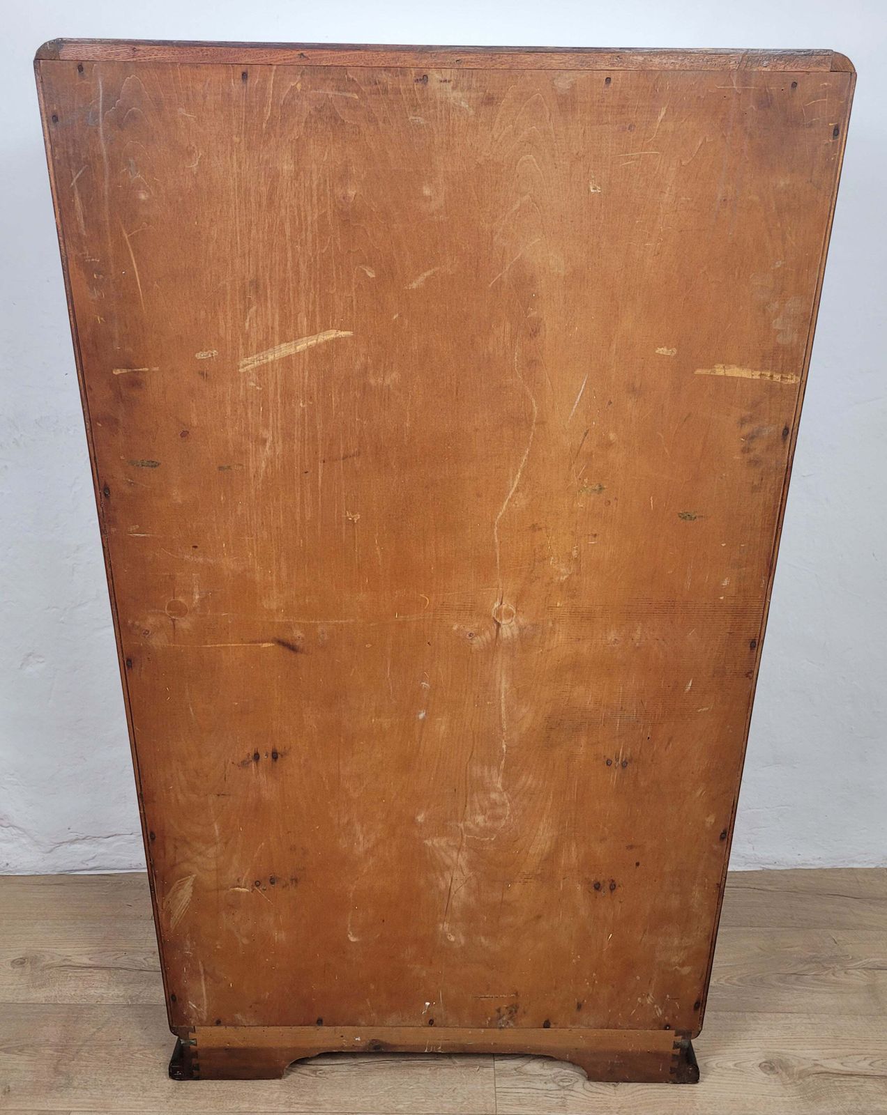 580.0 Vintage Walnut Tall Boy Art Deco Mid Century Lock And Key Delivery Available photo