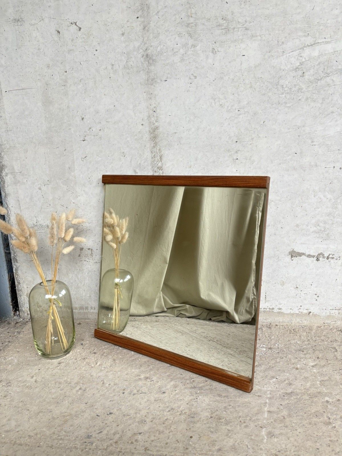 Vtg Mid Century Teak Wall Hallway Mirror Retro Danish R1171 photo furniture
