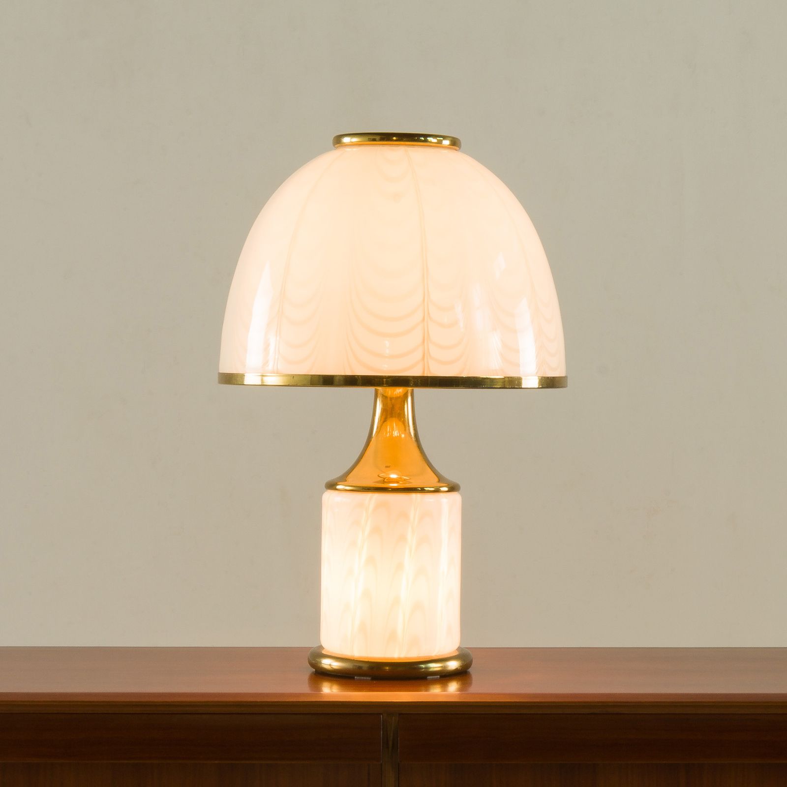 Rare Romeo Rega Murano Glass And Brass Lamp, Italy 1980s photo furniture