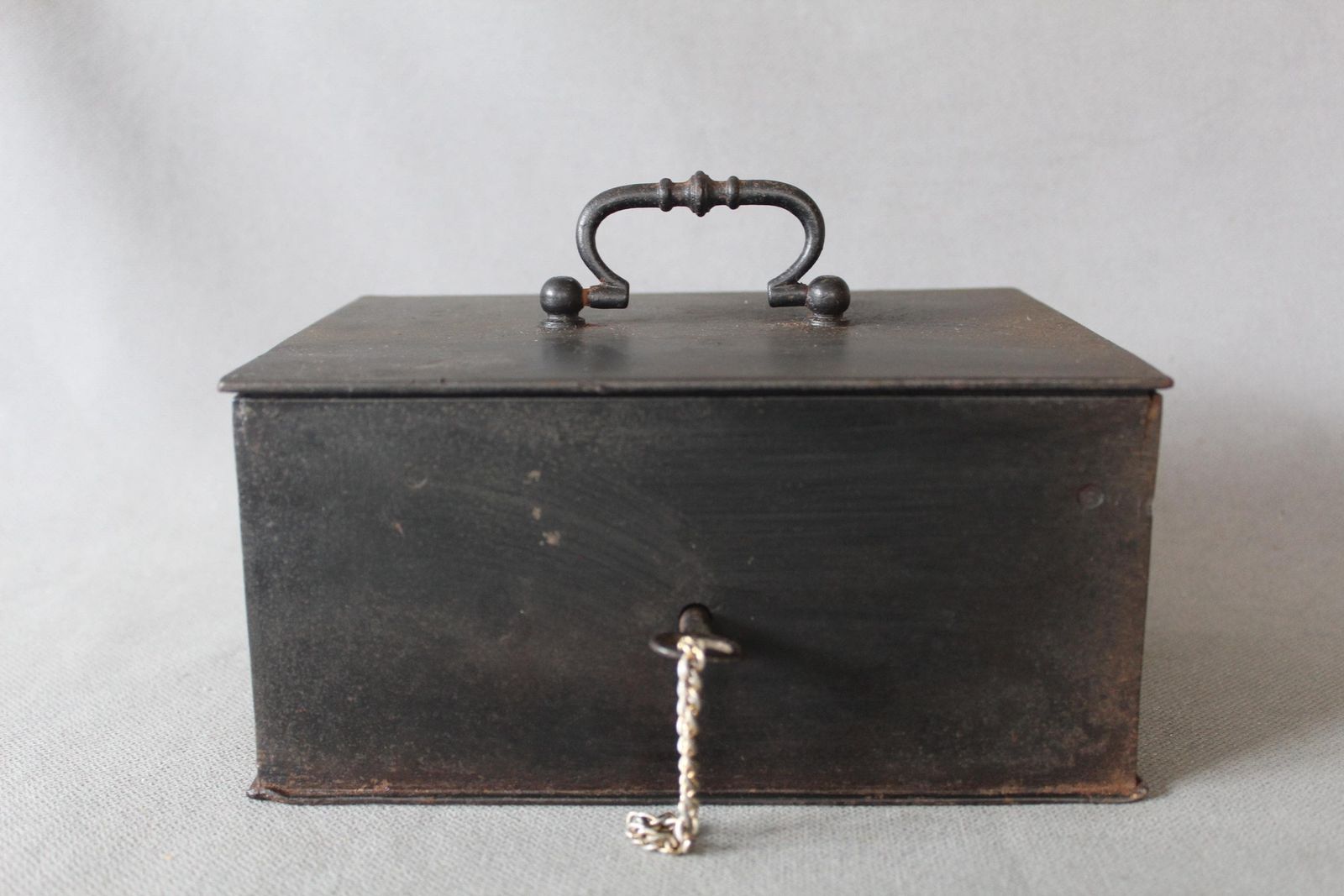 Antique Heavy And Solid French Metal Cash Box, Safe, One Key, Industrial Money Box, Storage Box, Strong Box, Secret Treasure Box photo furniture
