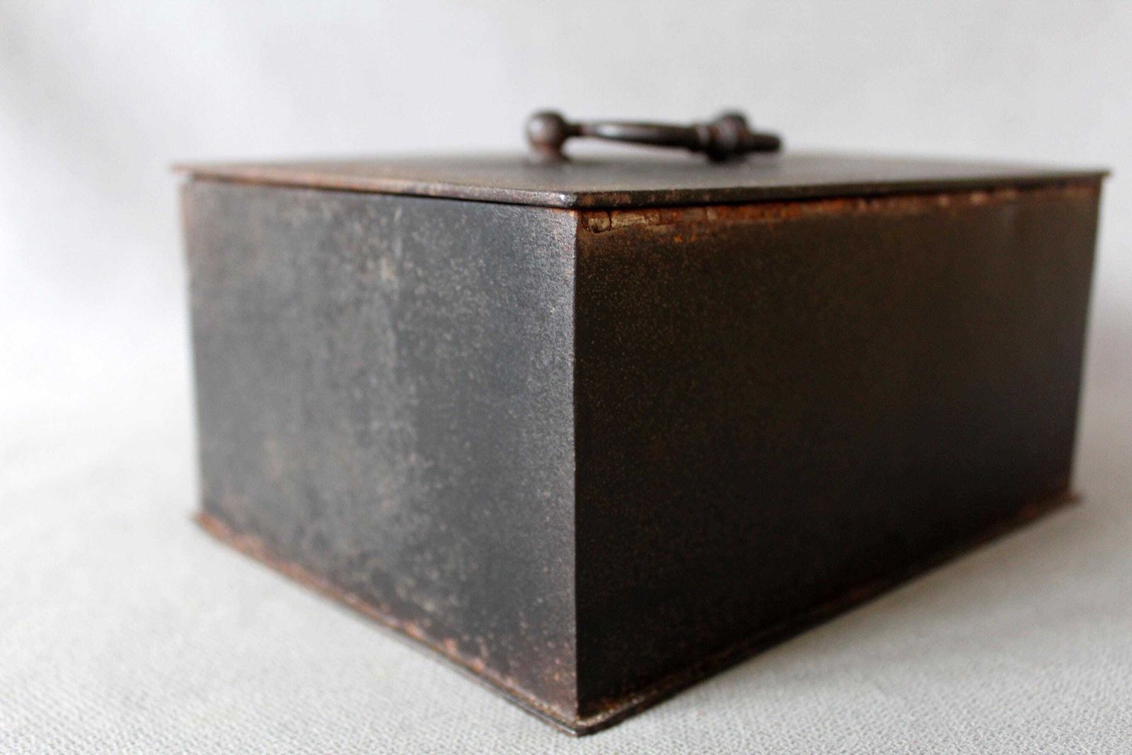 photo for sale Antique Heavy And Solid French Metal Cash Box, Safe, One Key, Industrial Money Box, Storage Box, Strong Box, Secret Treasure Box