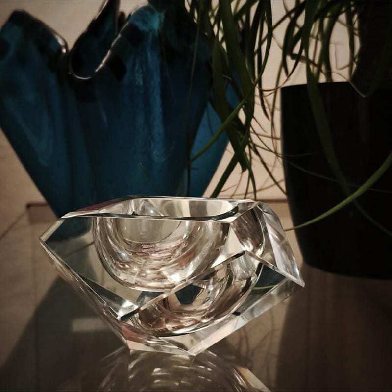 1960s Transparent Ashtray Or Catch All In Murano Glass By Flavio Poli For Seguso.