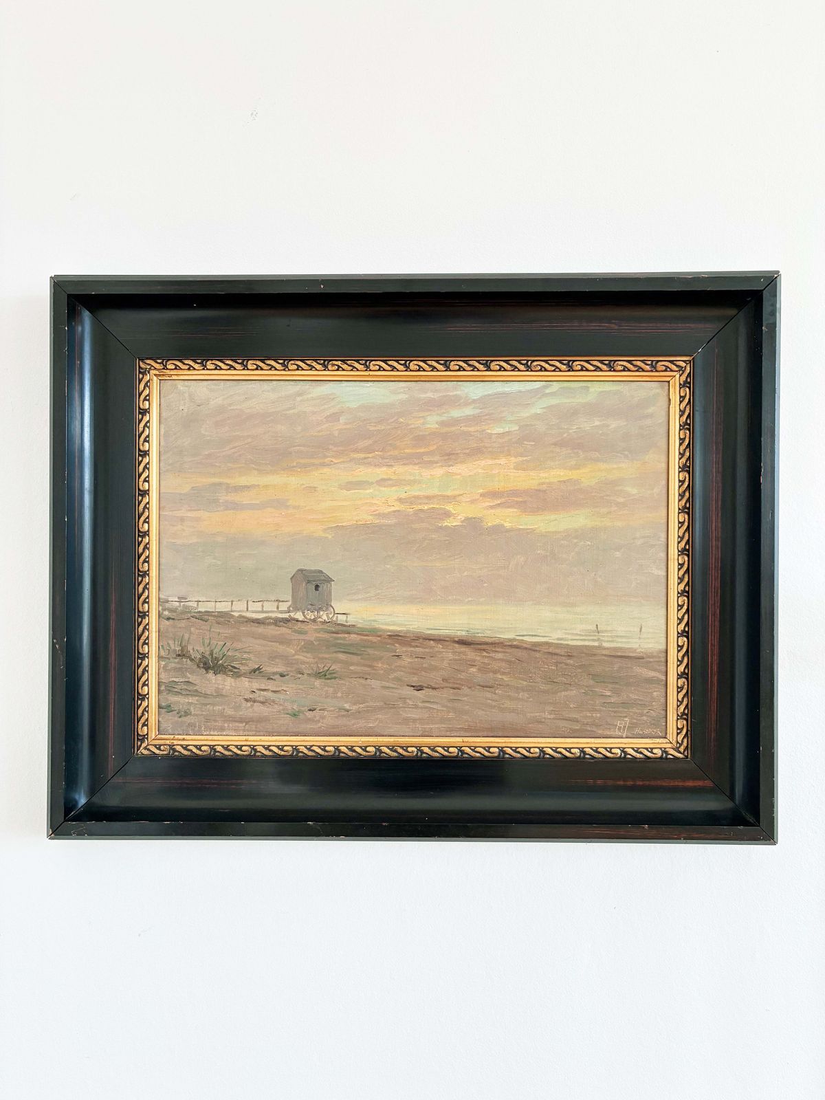 Vintage Original Seascape Oil Painting, Signed Beachside Art