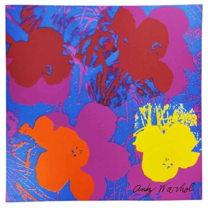 1980s Big Andy Warhol "Flowers" Purple Limited Edition Lithograph Numbered In Pencil By Cmoa. 60cm / 23.62 Inches