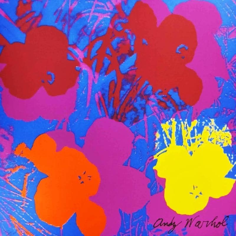 1980s Big Andy Warhol "Flowers" Purple Limited Edition Lithograph Numbered In Pencil By Cmoa. 60cm / 23.62 Inches photo for sale