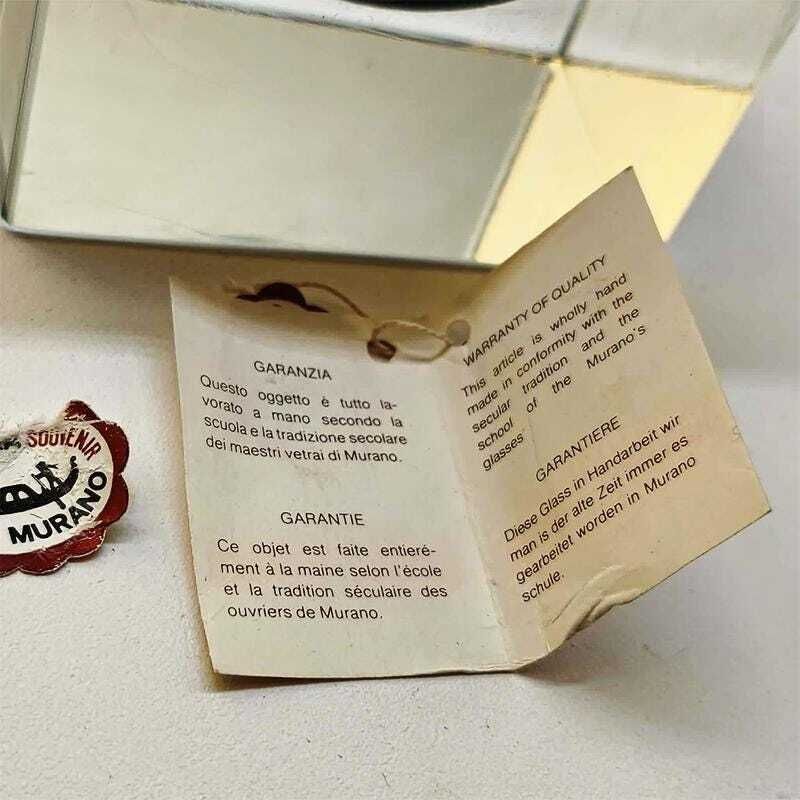 photo furniture 1960s Square Ashtray In Murano Glass Flavio Poli For Seguso With Original Certificate And Label.
