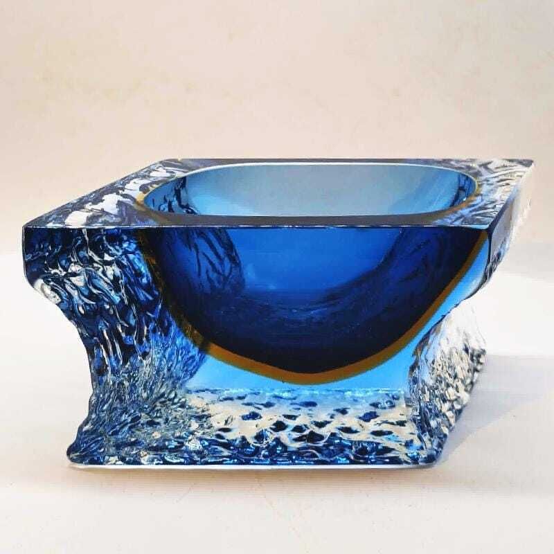 1960s Ashtray Or Catch All In Hand Worked Murano Glass By Flavio Poli For Seguso. Made In Italy photo for sale