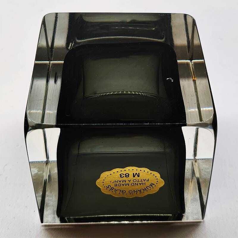 Cendrier carré ou vide-poche en verre de Murano soufflé à la main, par Flavio Poli pour Seguso, années 1960. Fabriqué à Murano, Italie photo vinterior