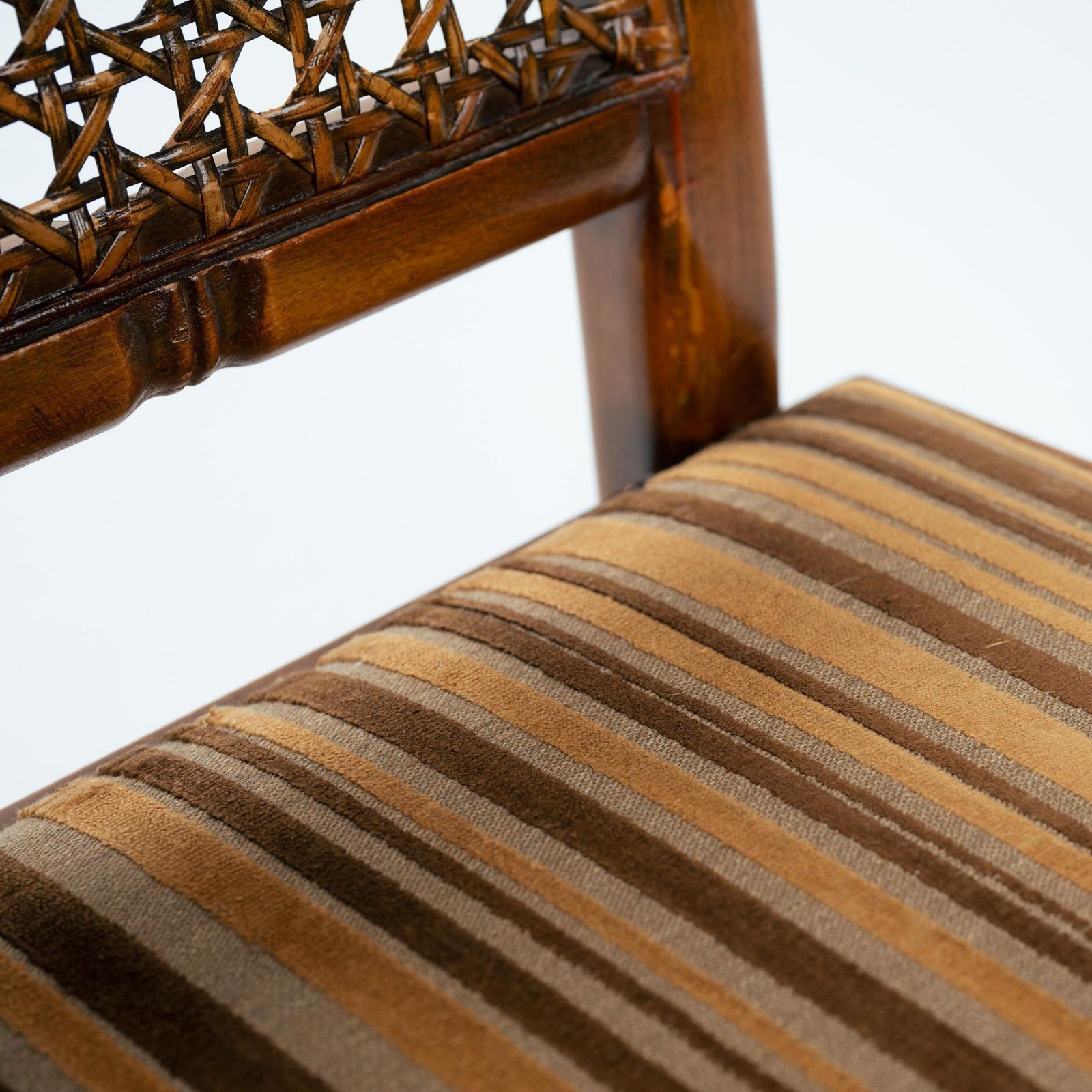 photo vinterior 4 Faux Bamboo Chinoisery Highback Dining Chairs With Cane Webbing, 1970s