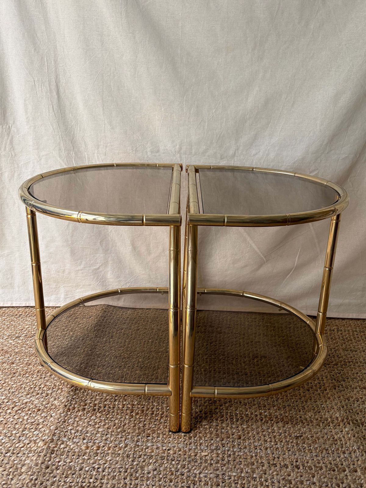 Vintage Polished Brass Gilt Side Table With Glass photo furniture