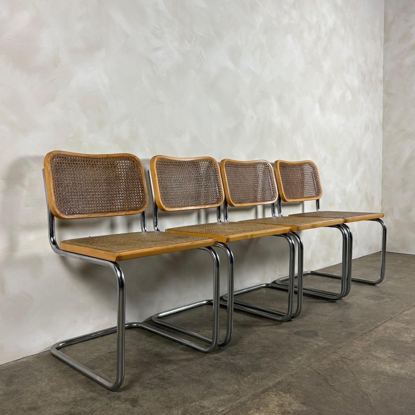 Four Marcel Breuer Cesca Brass Dining Chairs Mid Century Retro Mcm photo for sale