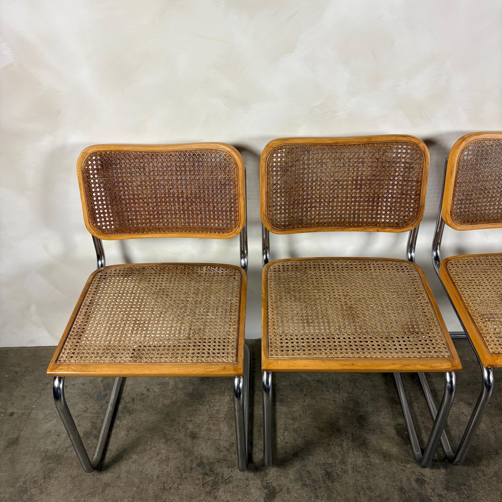 Four Marcel Breuer Cesca Brass Dining Chairs Mid Century Retro Mcm photo vinterior