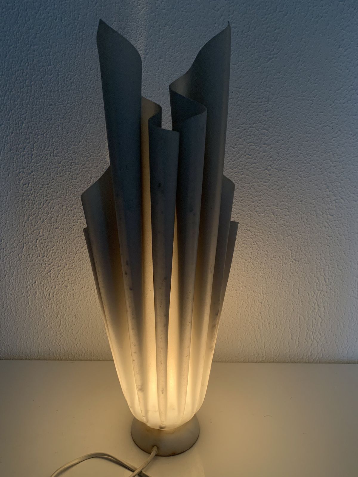 photo for sale Vintage 1970s Athena Georgia Jacob Lamp, Draped In Mouse Grey   50 Cm