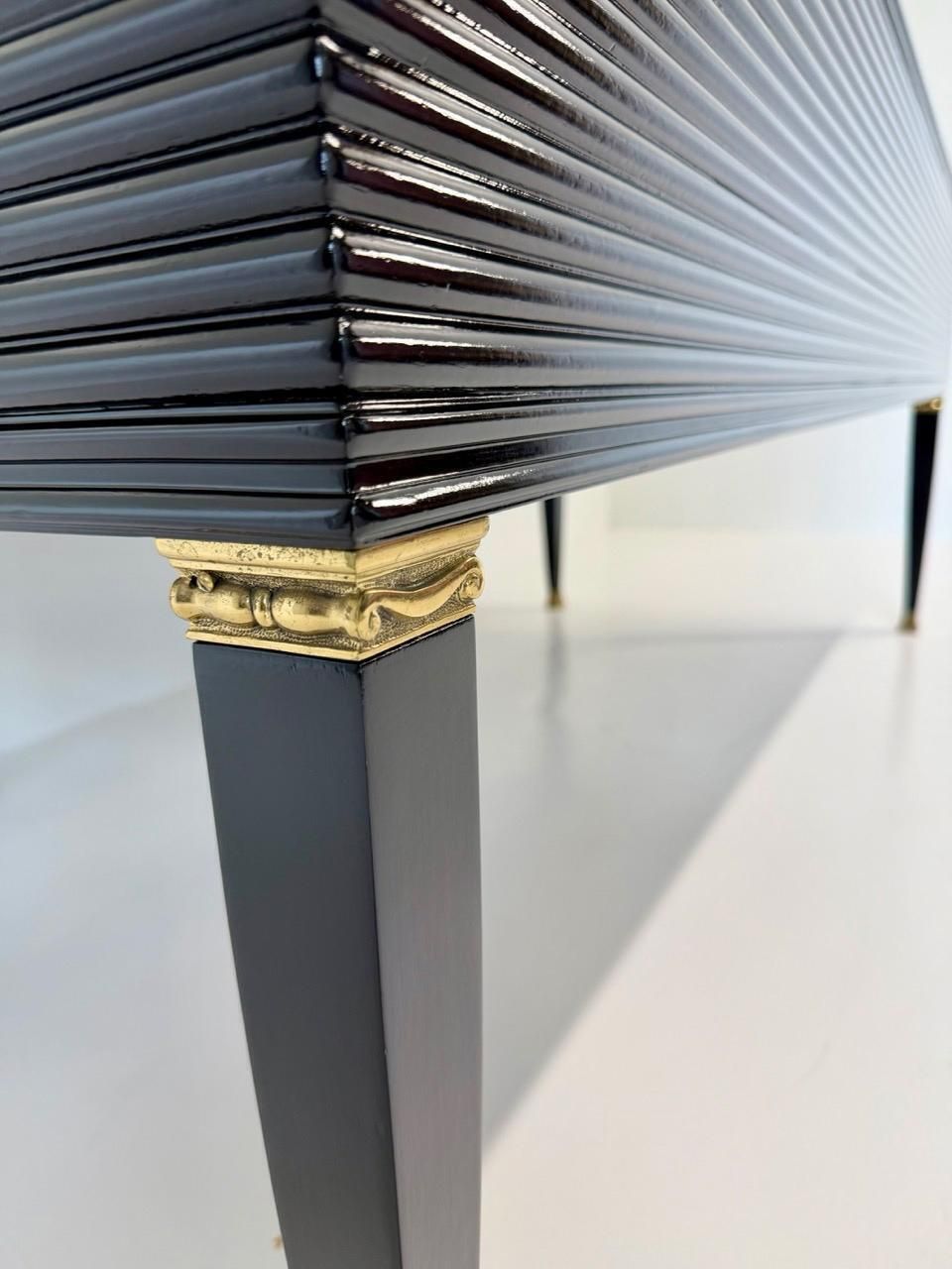 photo buy Art Deco Black And Brass Desk, 'Permanente Mobili Cantù', Paolo Buffa, 1950s