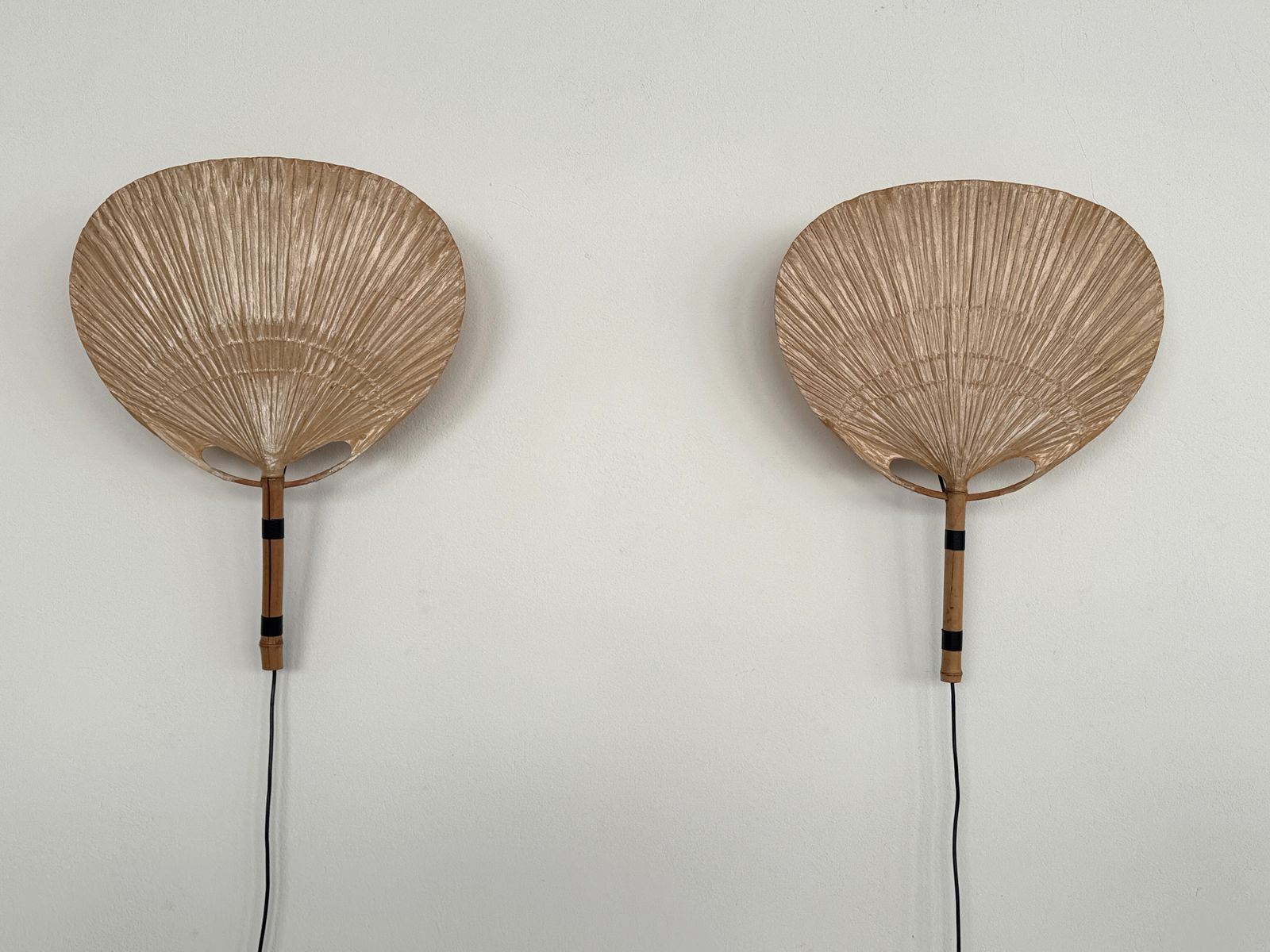 Pair Of Large Organic Uchiwa Wall Sconces By Ingo Maurer, Germany, 1973 photo buy