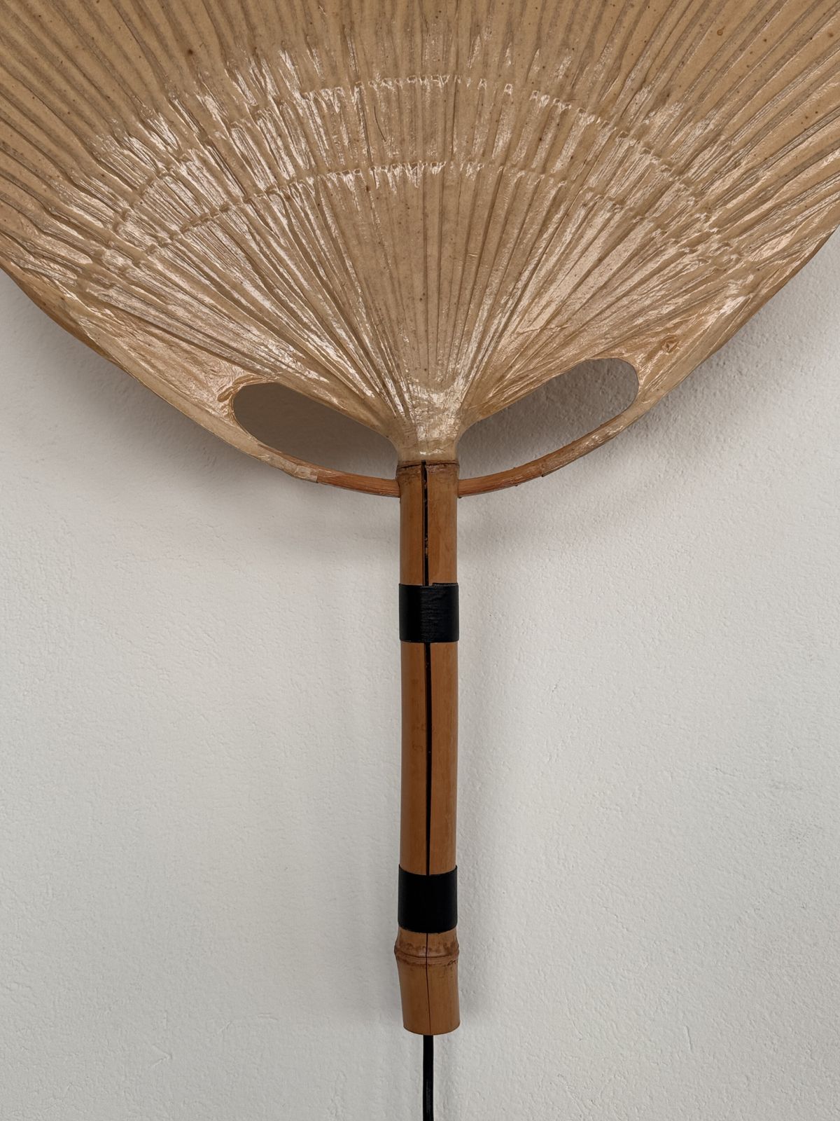 photo vinterior Pair Of Large Organic Uchiwa Wall Sconces By Ingo Maurer, Germany, 1973