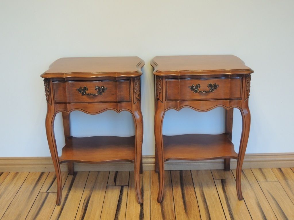 Pair Of French Louis Cherry Bedside Tables photo furniture