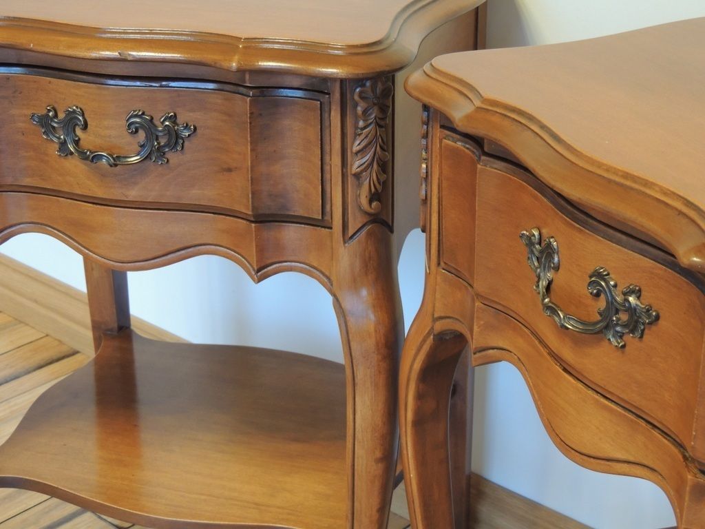1099.0 Pair Of French Louis Cherry Bedside Tables photo