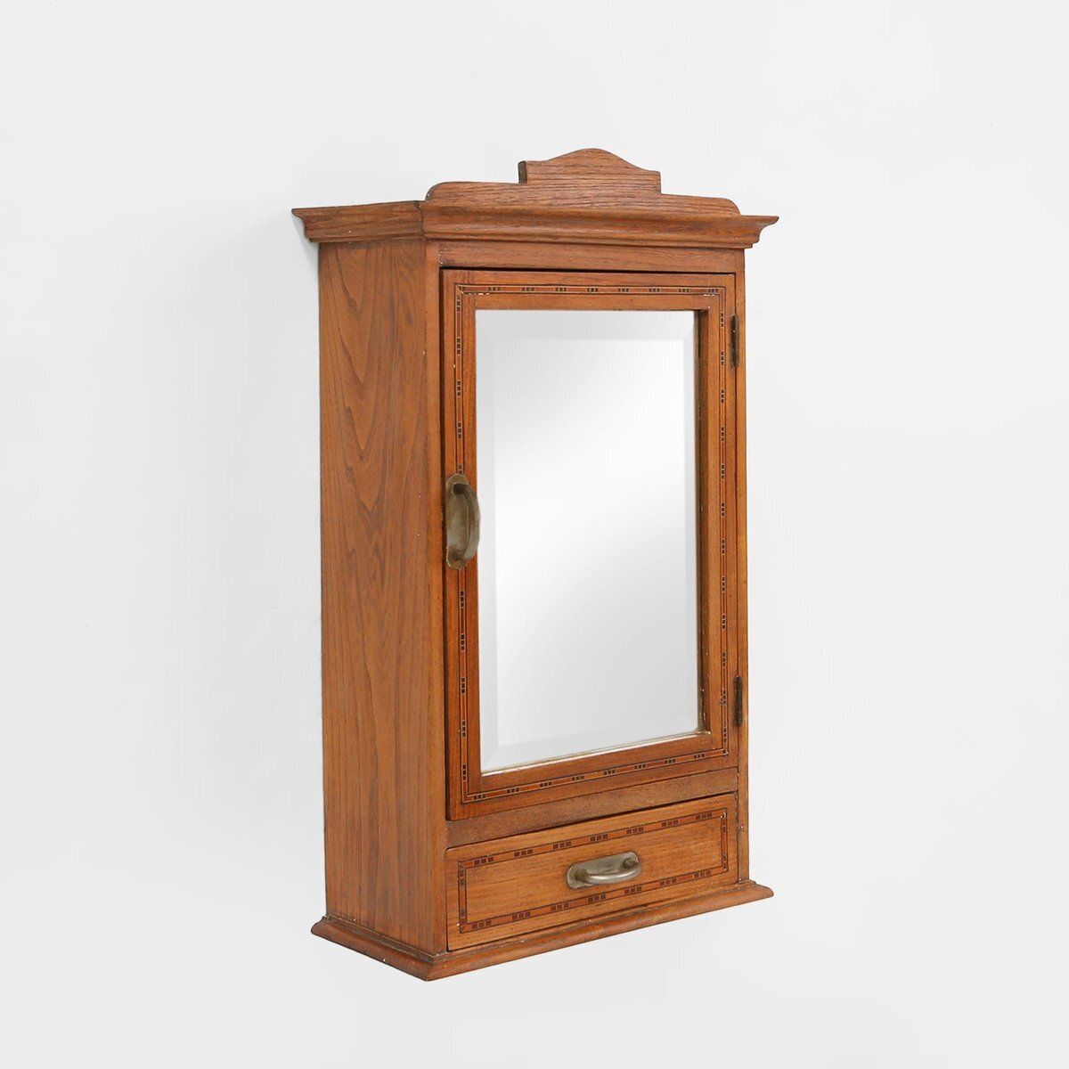 Art Deco Shaving Cabinet In Oak With Mirror, France, 1930s