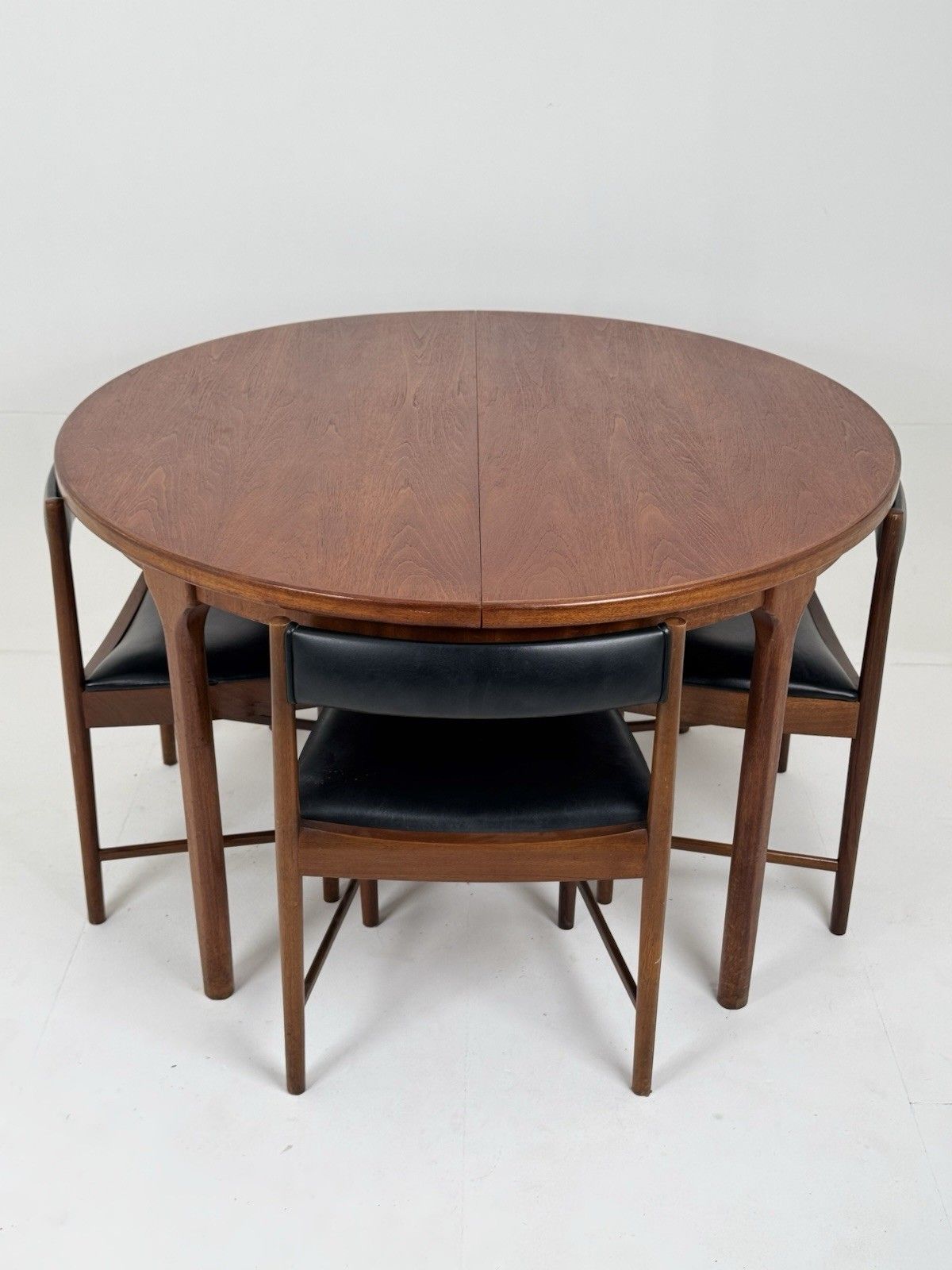 McIntosh Mid Century Round Tuck Under Extending Teak Dining Table & 4 Chairs Mcm photo Furniture
