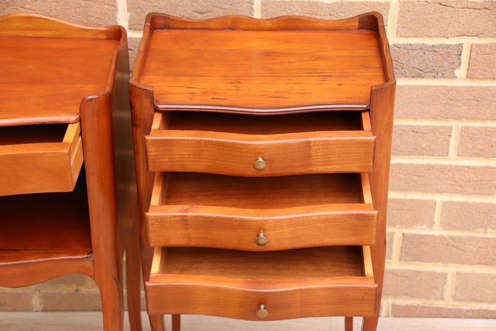 Pair Of French Louis Cherry Bedside Tables photo vintage
