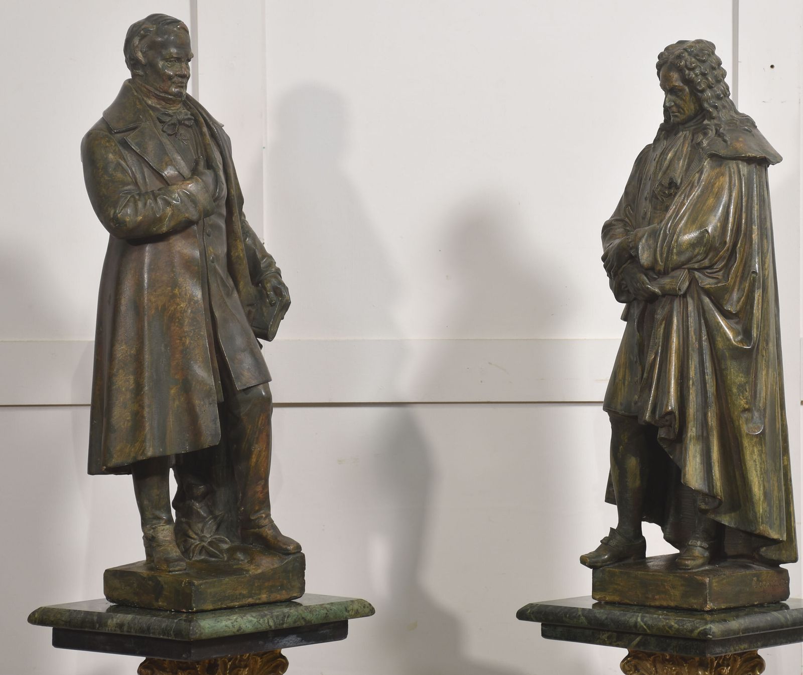 photo vinterior Pair Of Late 19th Century Patinated Chalk Figures By Dopmeier