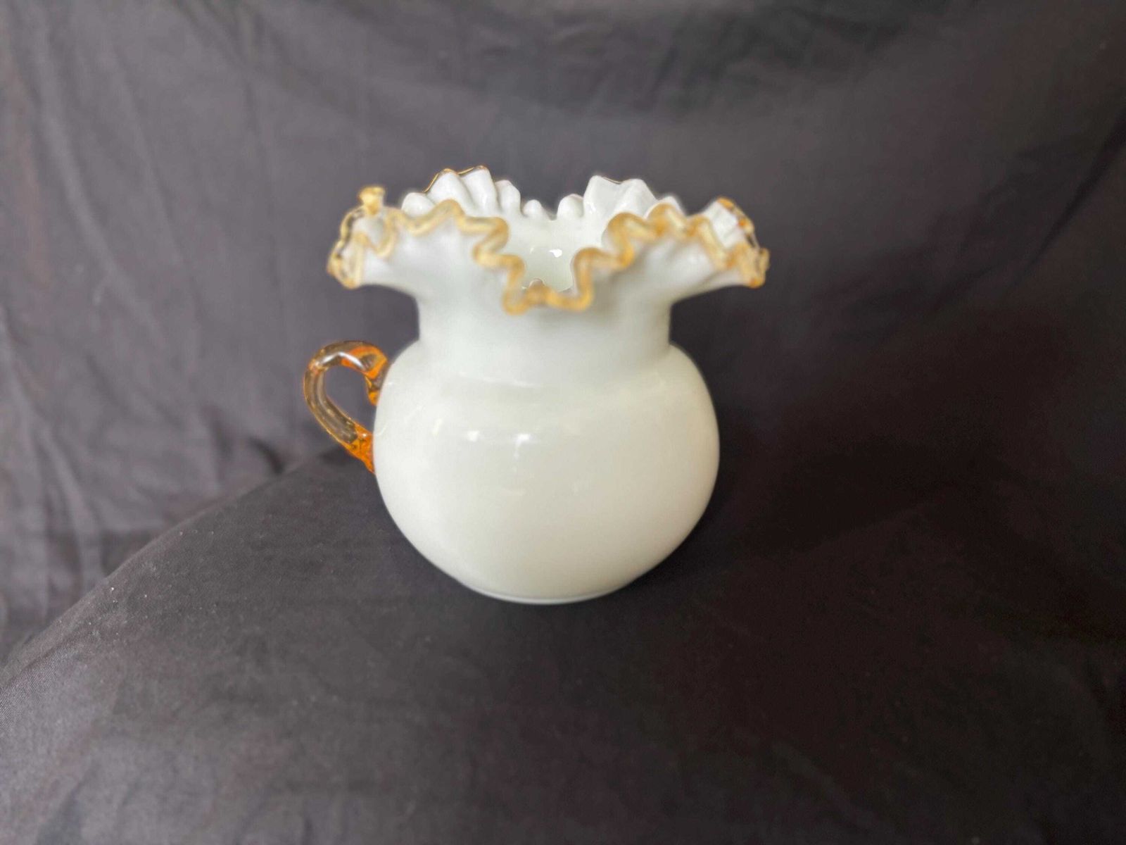 Antique Victorian Steven & Williams Milk Glass Uranium Ruffle Vase Uv Glowing photo Home Decor