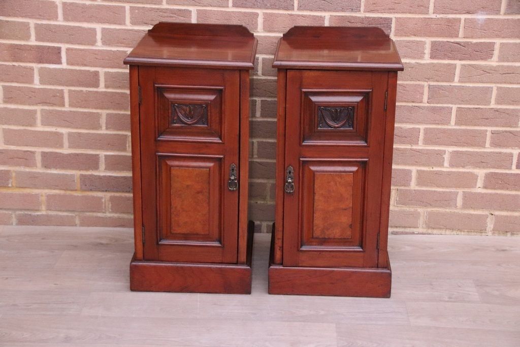Pair Of Antique Mahogany Pot Bedside Tables photo for sale