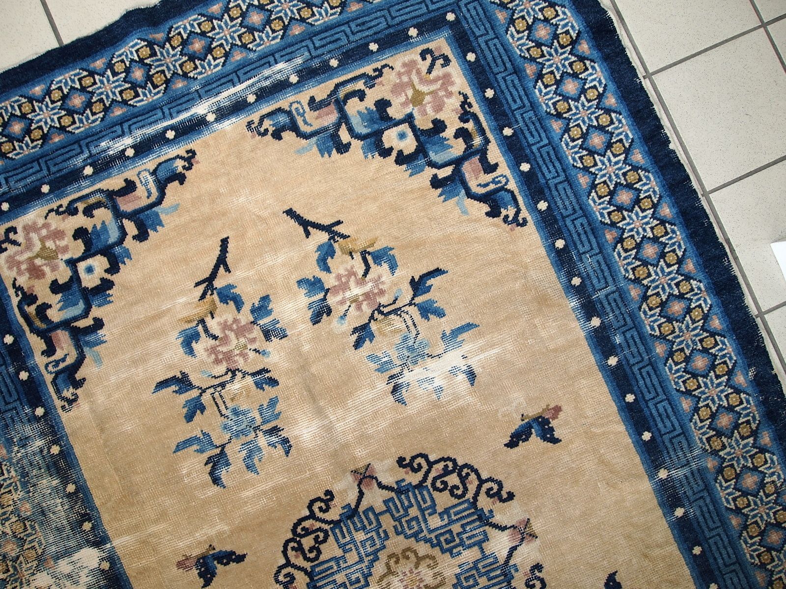 Handmade Antique Chinese Peking Wool Rug — 4'2" × 6'3" — 1880s photo 495.0