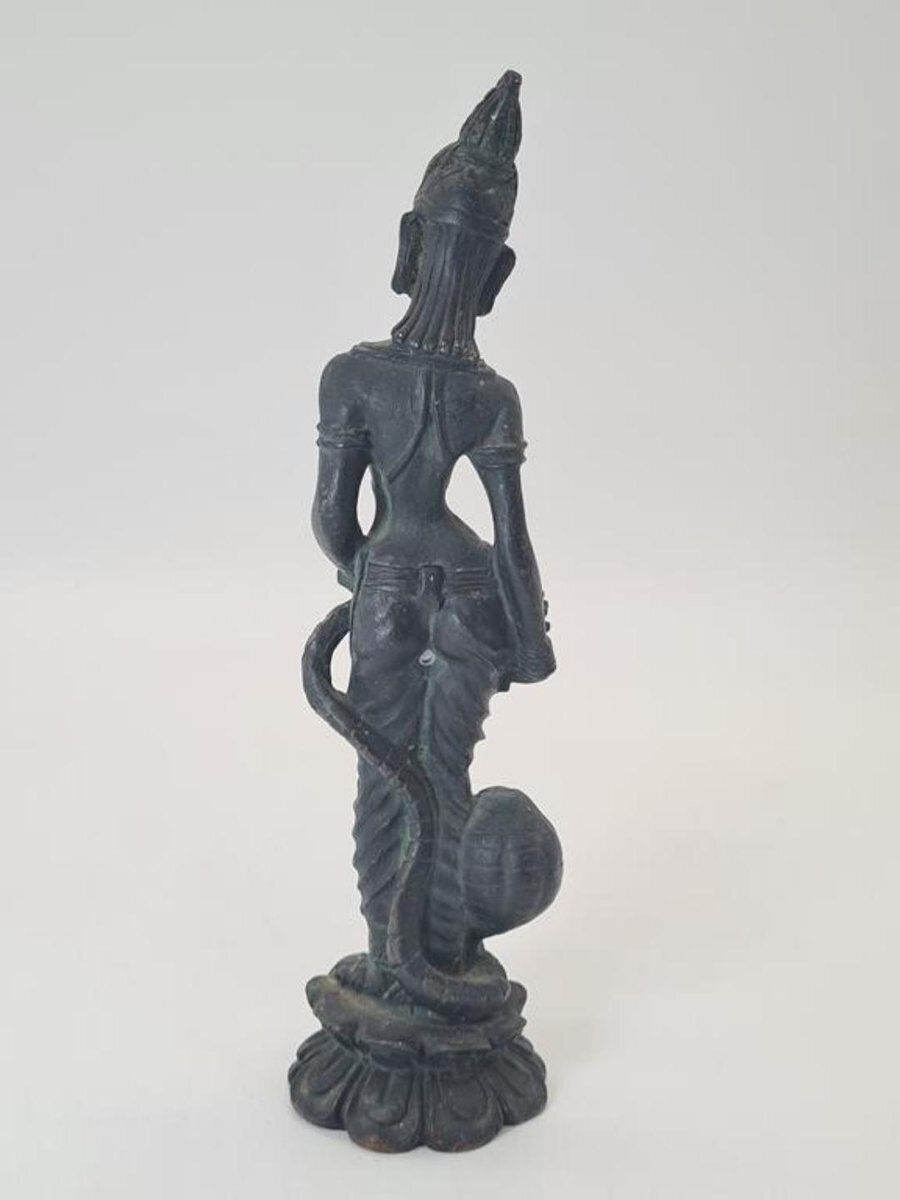 Vintage Southeast Asian Bronze Temple Dancer Sculpture On Lotus Base, 1970s photo buy