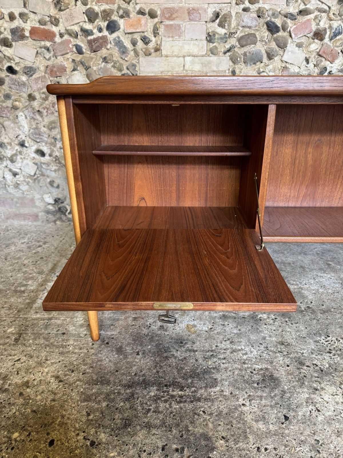 photo buy 🚛 Vintage Mid Century Teak Boomerang Desk By Gőran Strand Scandinavian Design