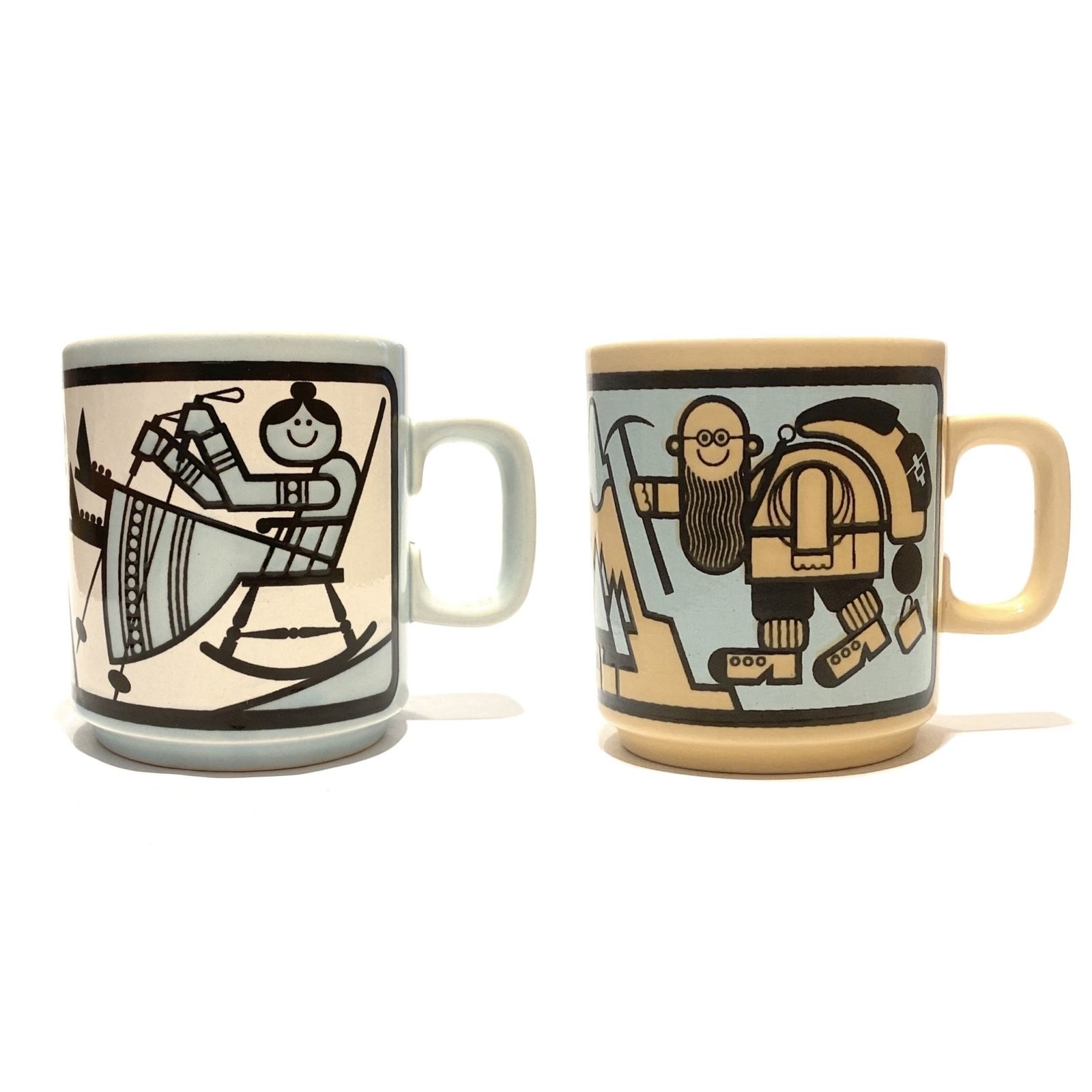 Pair Of Original Hornsea The World's Best Grandma & Grandpa Mugs, Vintage 1970s English Pottery photo for sale