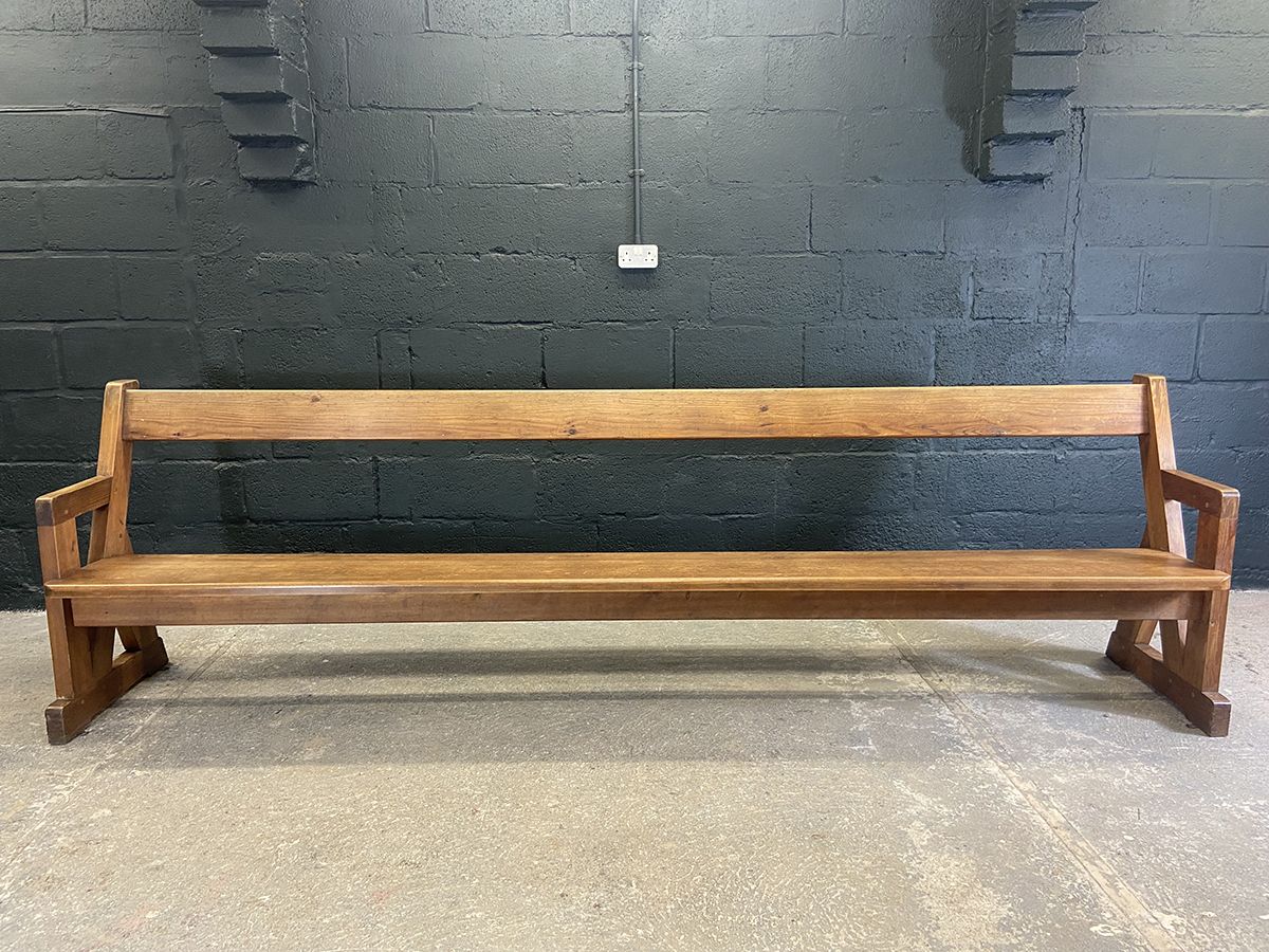 Xl Antique Pine Church Pew From The West Country photo furniture