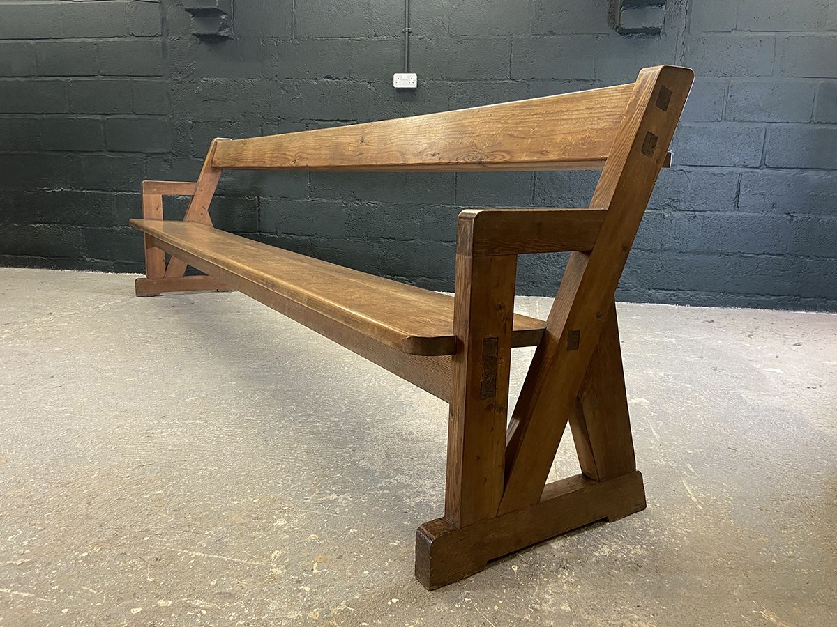 Xl Antique Pine Church Pew From The West Country photo vinterior