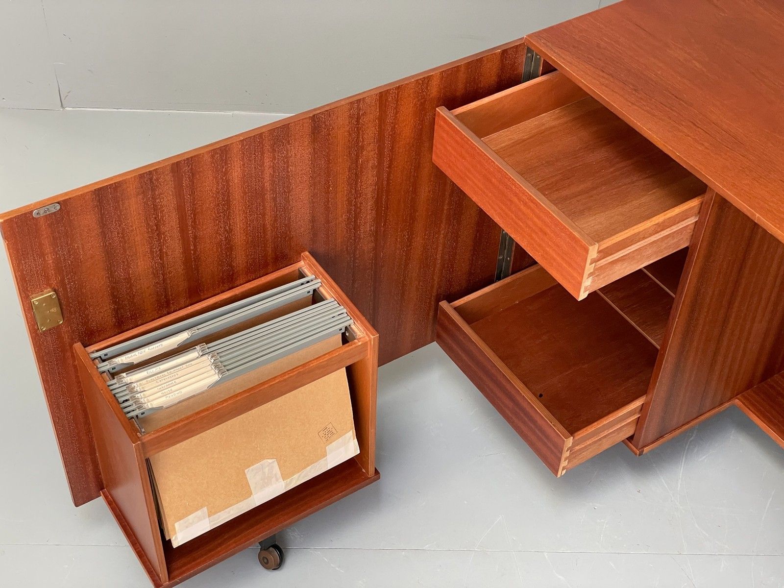 Furniture Vintage Teak Foldaway Desk Adjustable 1960s Retro Midcentury Shelving Eb12082 photo