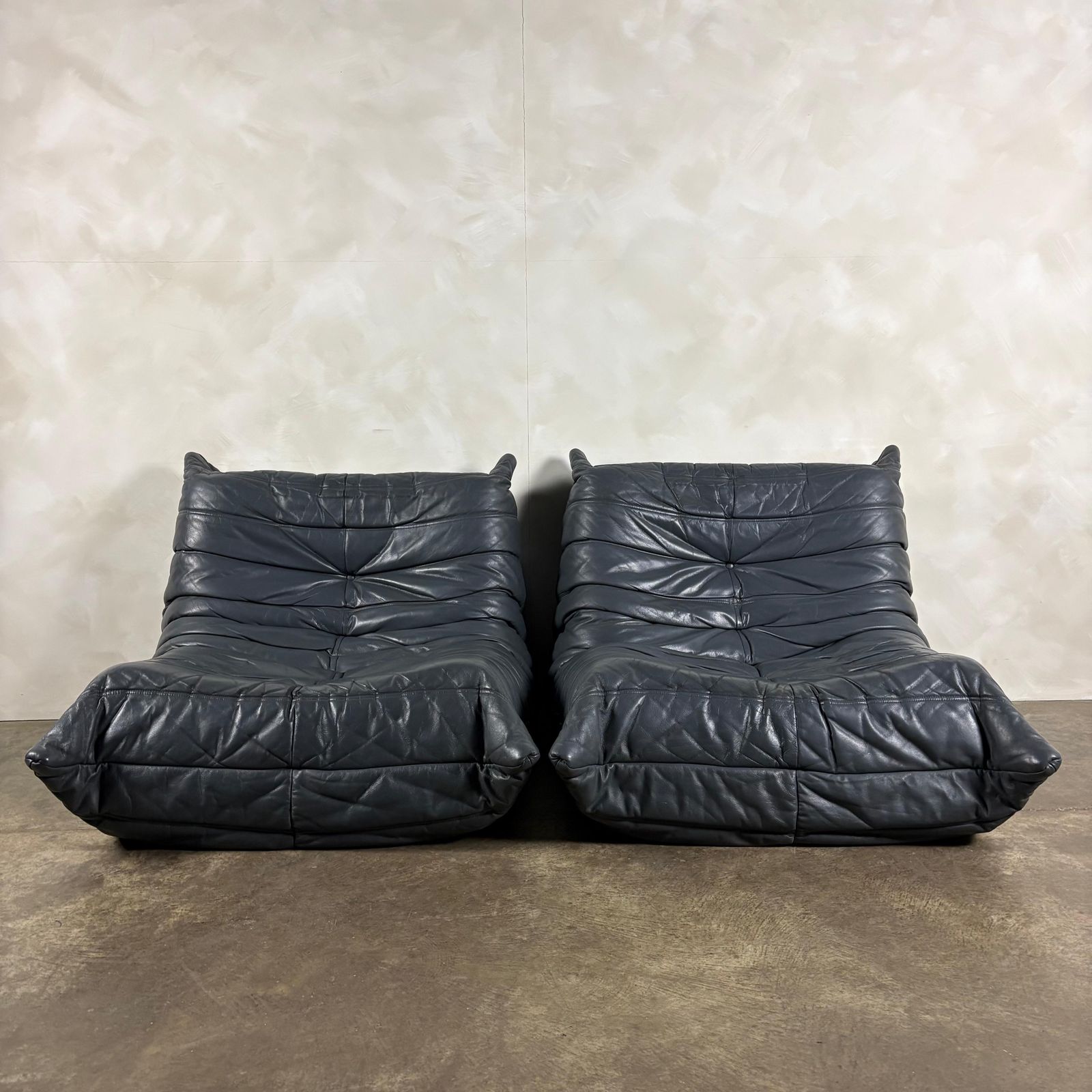 Togo Sofa Set Michel Ducaroy Ligne Roset Grey Leather Mid Century Retro Mcm photo buy