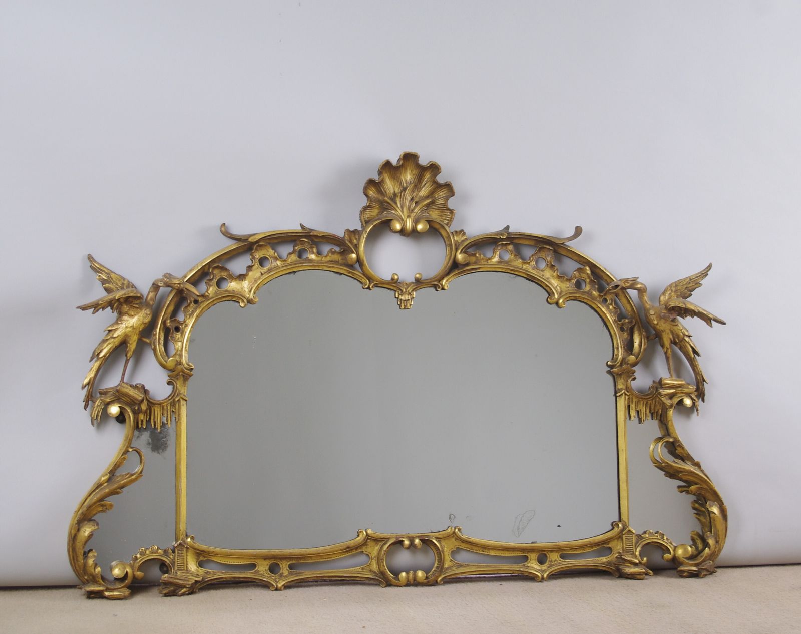 19th Century Chinese Chippendale Style Giltwood Overmantle Mirror
