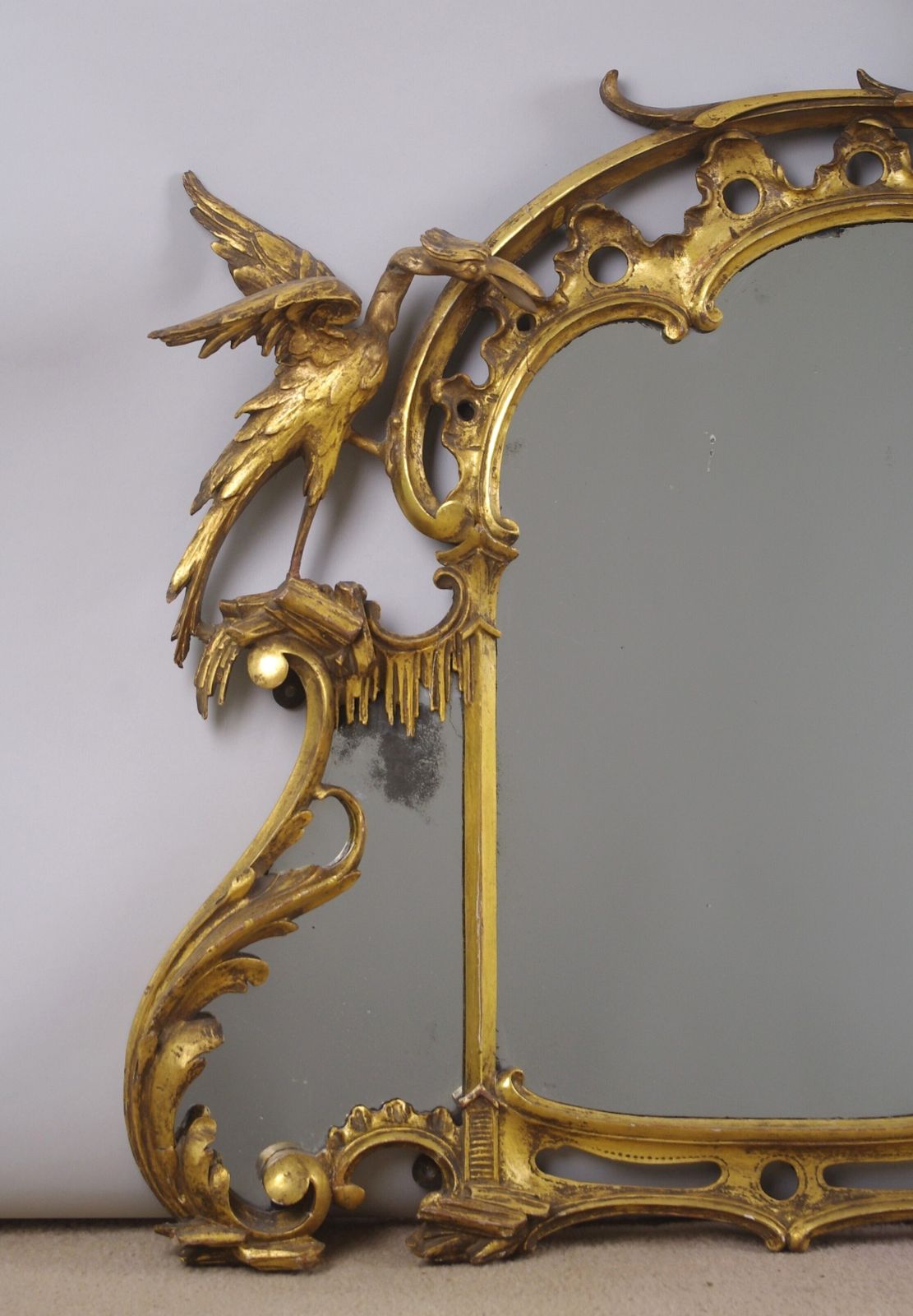 19th Century Chinese Chippendale Style Giltwood Overmantle Mirror photo furniture